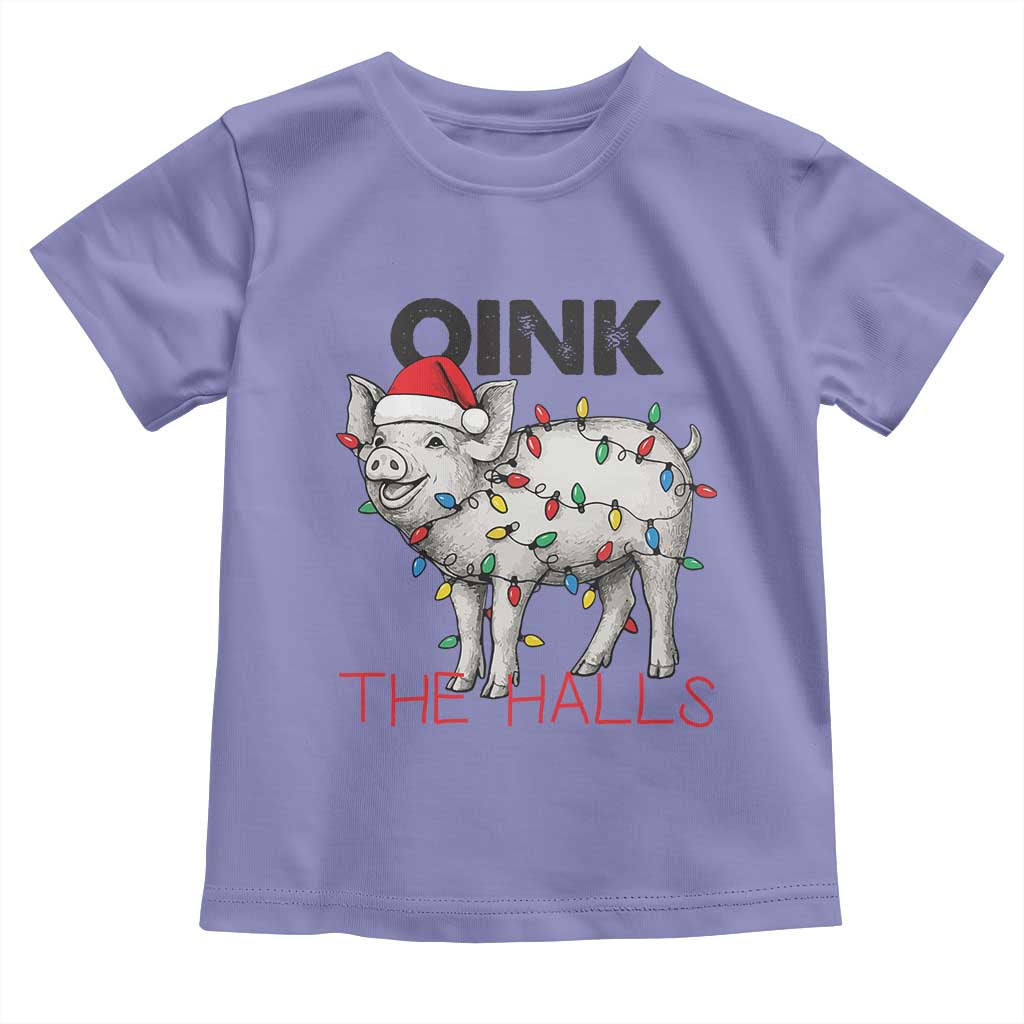 Oink The Halls Toddler T Shirt Funny Christmas Pig Lover Gift TS12 Violet Print Your Wear