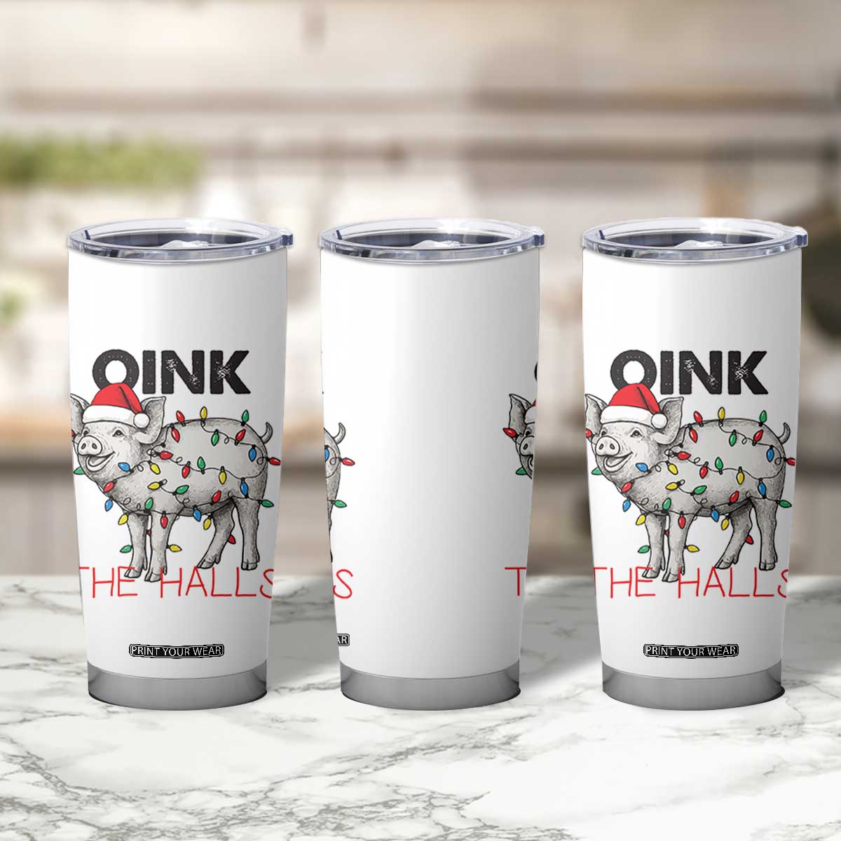 Oink The Halls Tumbler Cup Funny Christmas Pig Lover Gift TS12 Print Your Wear