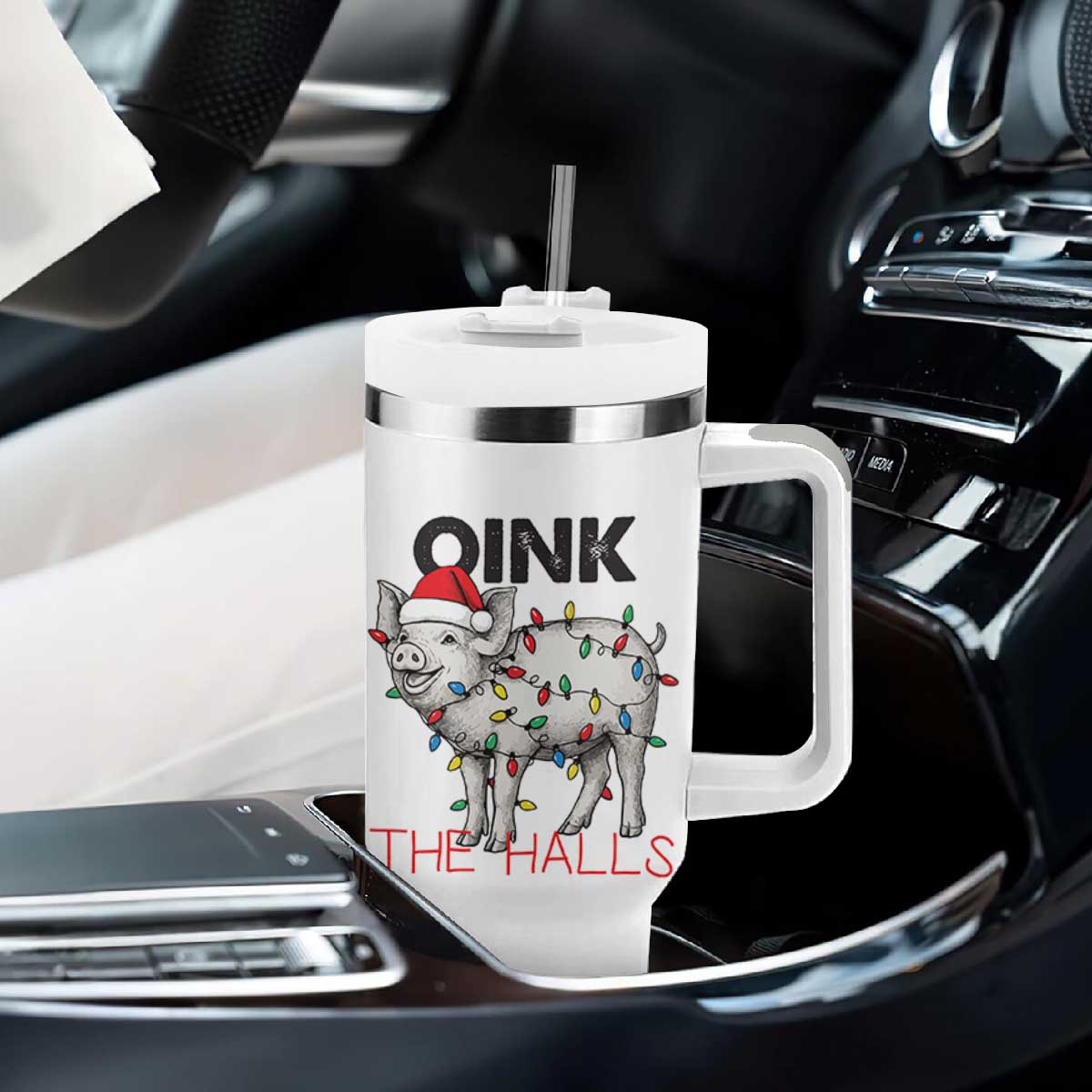 Oink The Halls Tumbler With Handle Funny Christmas Pig Lover Gift TS12 Print Your Wear