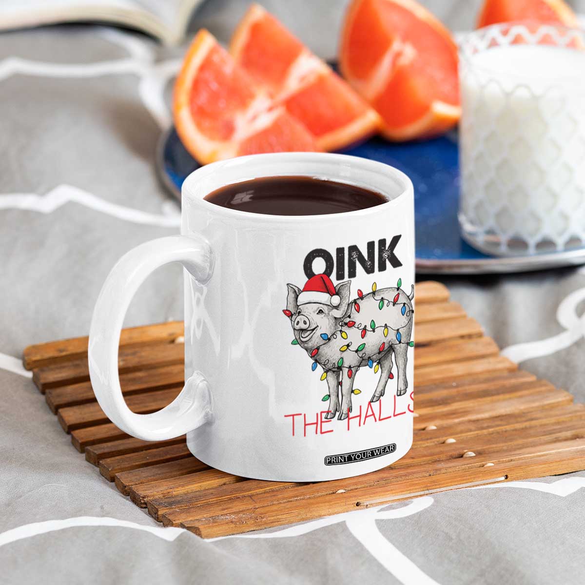 Oink The Halls Coffee Mug Funny Christmas Pig Lover Gift TS12 Print Your Wear