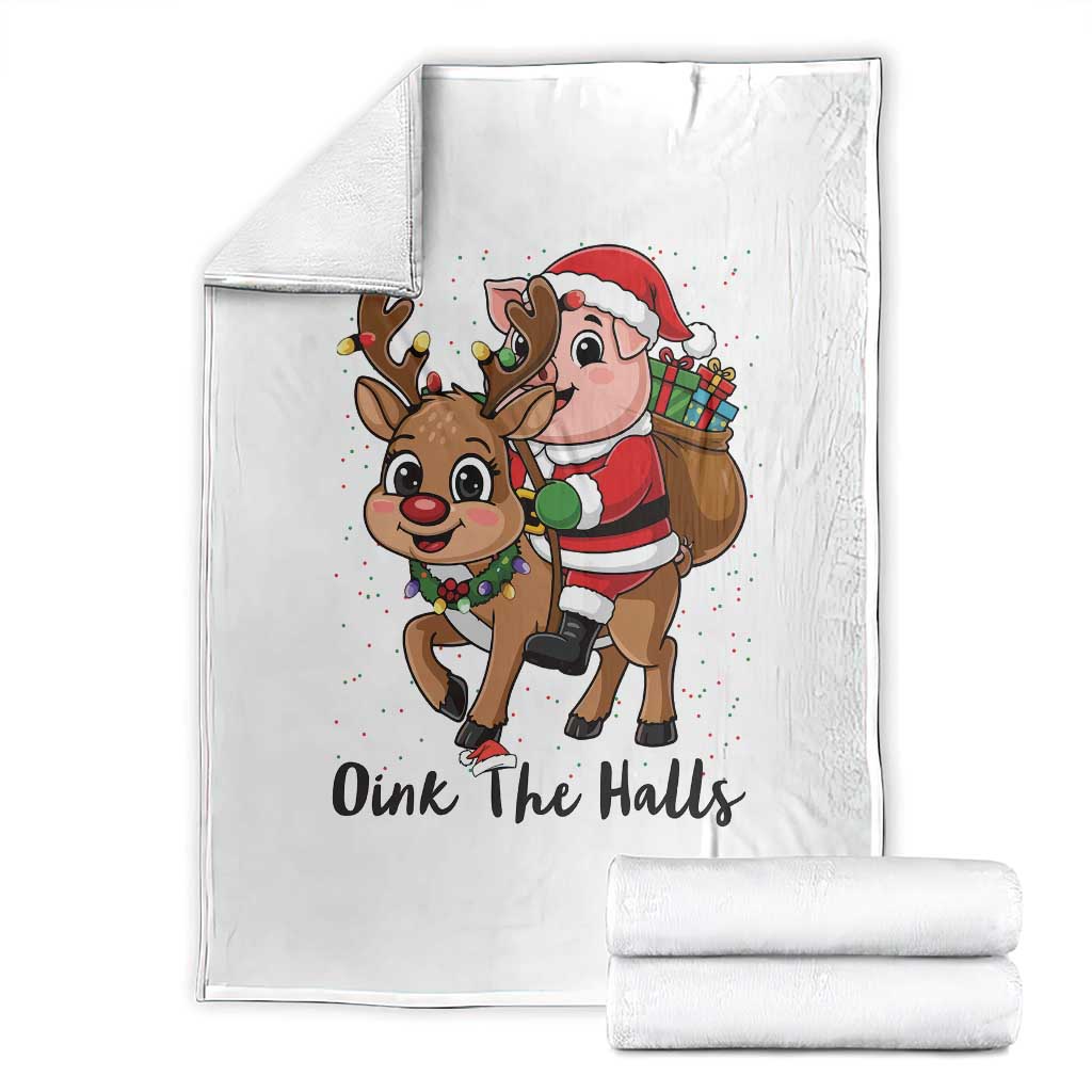 Oink The Halls Throw Blanket Pig Christmas Farm Life Gift TS12 White Print Your Wear