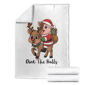 Oink The Halls Throw Blanket Pig Christmas Farm Life Gift TS12 White Print Your Wear