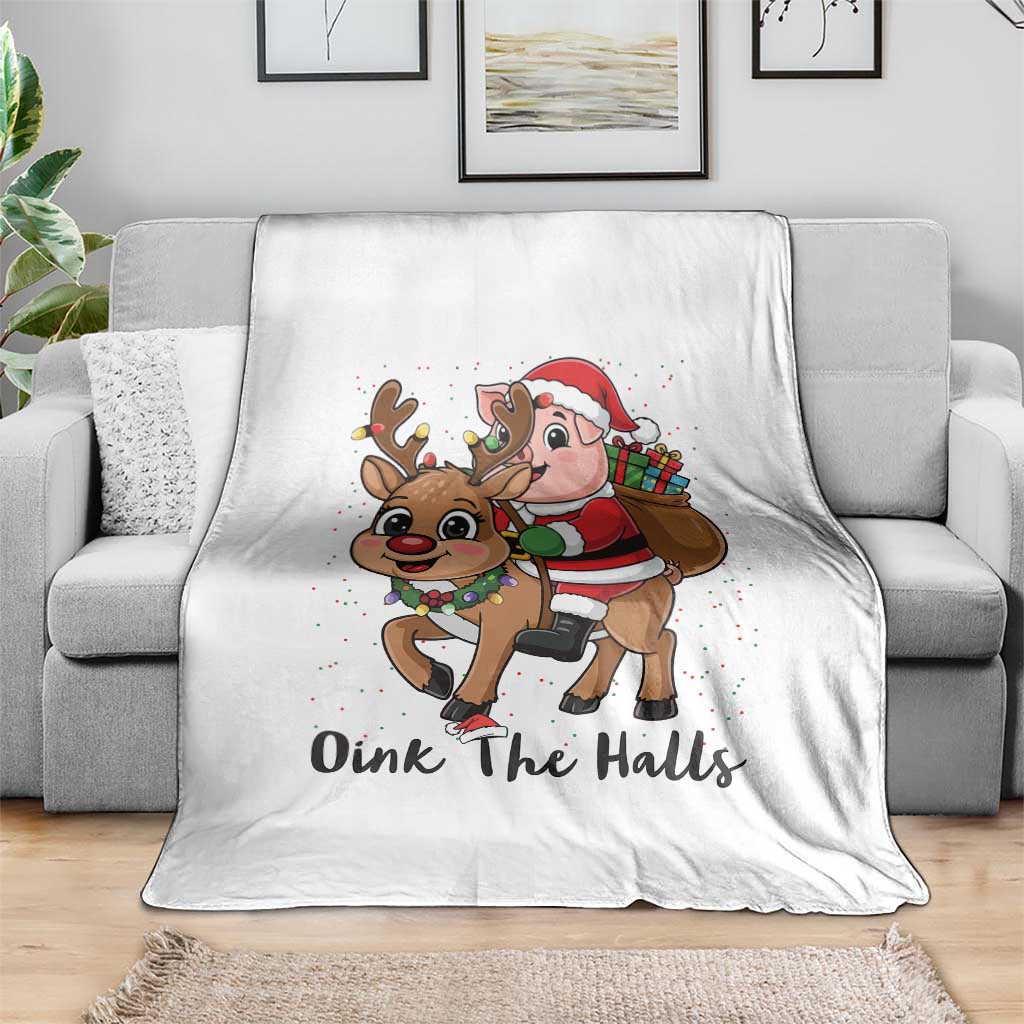 Oink The Halls Throw Blanket Pig Christmas Farm Life Gift TS12 Print Your Wear