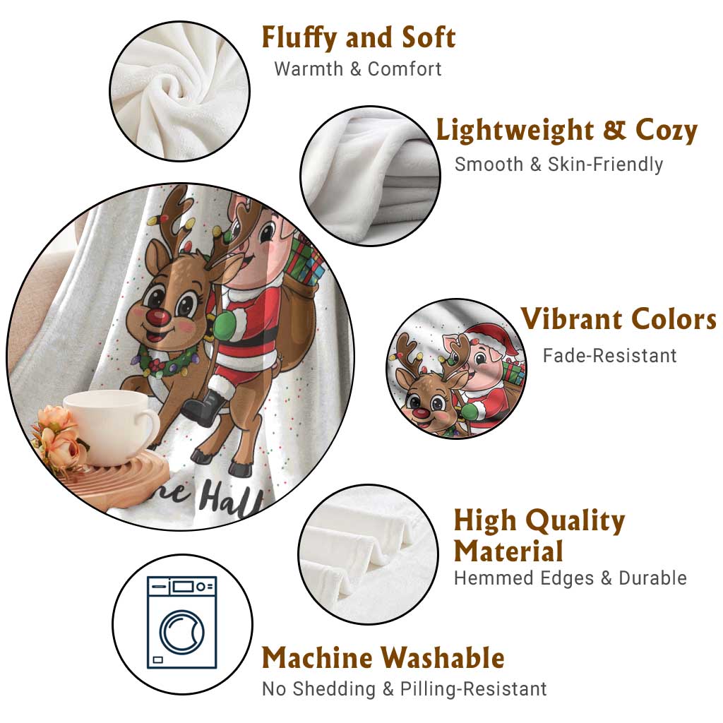 Oink The Halls Throw Blanket Pig Christmas Farm Life Gift TS12 Print Your Wear