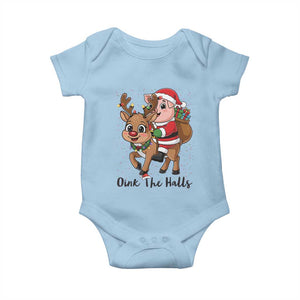 Oink The Halls Baby Onesie Pig Christmas Farm Life Gift TS12 Light Blue Print Your Wear