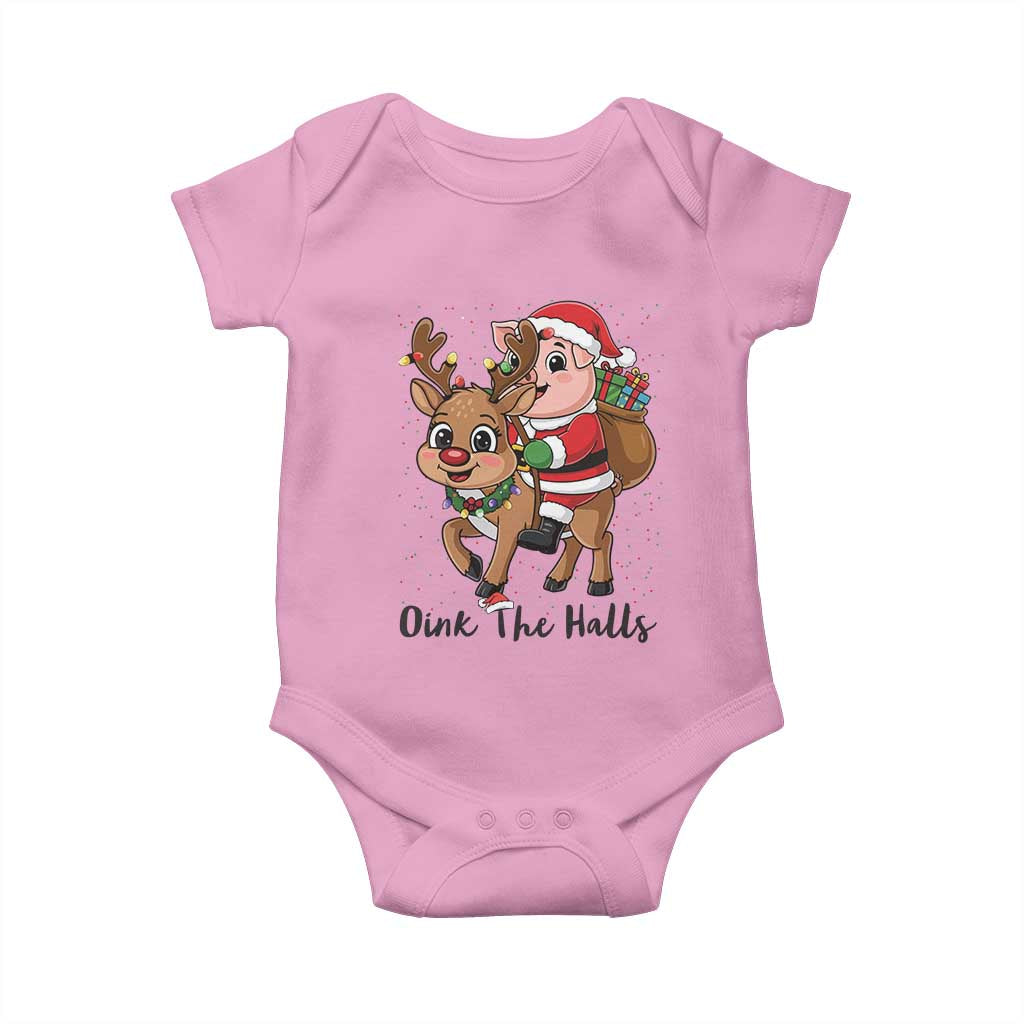 Oink The Halls Baby Onesie Pig Christmas Farm Life Gift TS12 Light Pink Print Your Wear