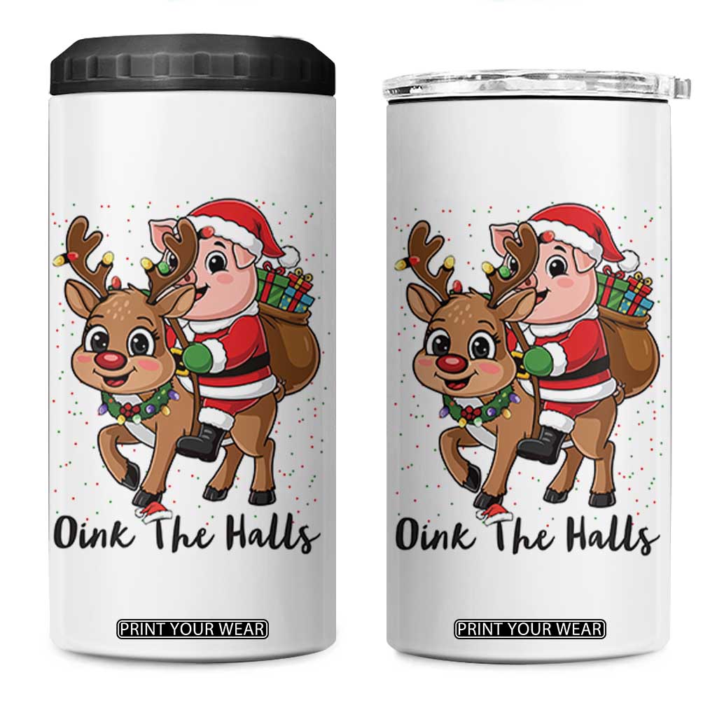 Oink The Halls 4 in 1 Can Cooler Tumbler Pig Christmas Farm Life Gift TS12 One Size: 16 oz White Print Your Wear