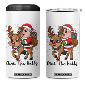 Oink The Halls 4 in 1 Can Cooler Tumbler Pig Christmas Farm Life Gift TS12 One Size: 16 oz White Print Your Wear