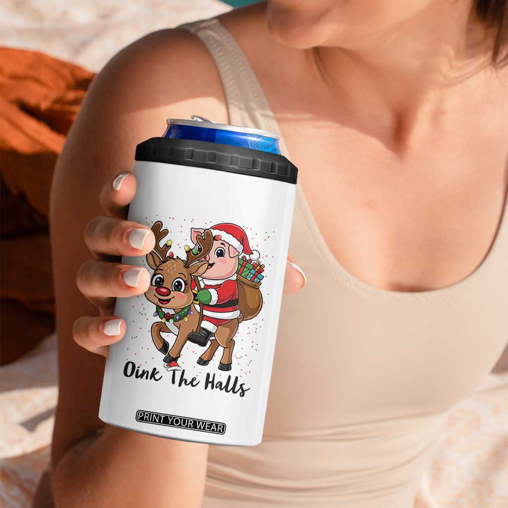 Oink The Halls 4 in 1 Can Cooler Tumbler Pig Christmas Farm Life Gift TS12 Print Your Wear