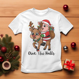Oink The Halls T Shirt Pig Christmas Farm Life Gift TS12 White Print Your Wear