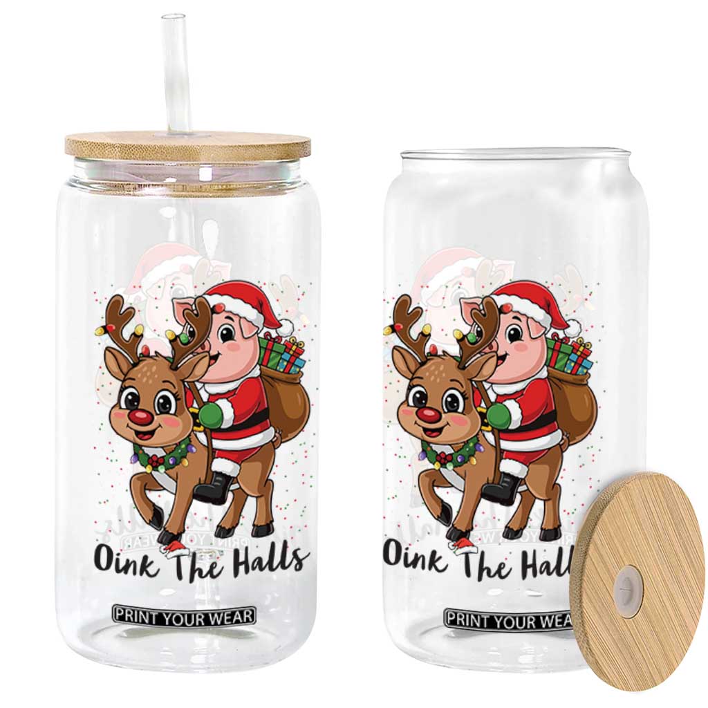 Oink The Halls Glass Can Pig Christmas Farm Life Gift TS12 Print Your Wear