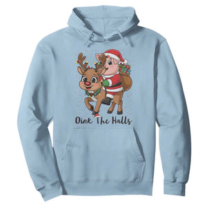 Oink The Halls Hoodie Pig Christmas Farm Life Gift TS12 Light Blue Print Your Wear