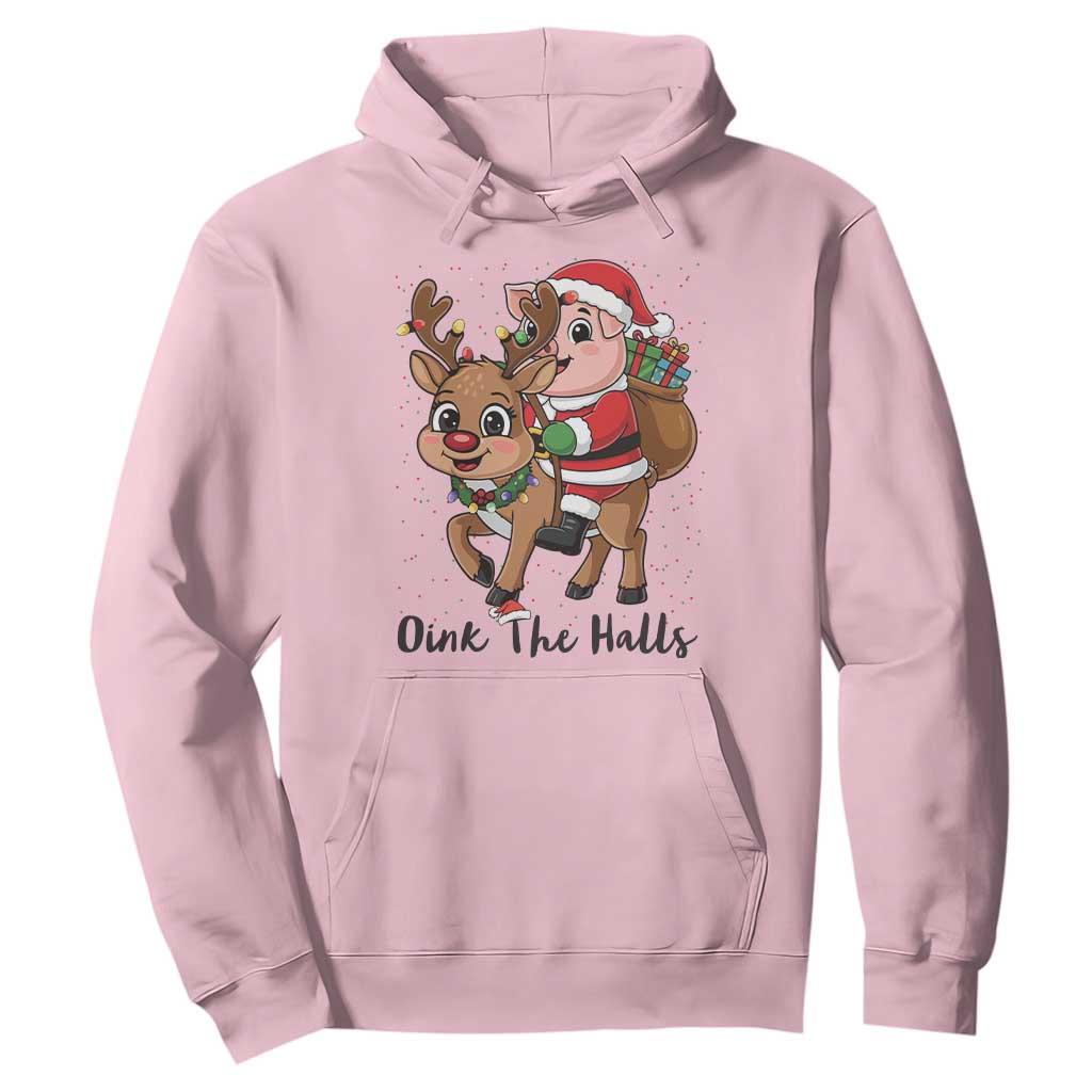Oink The Halls Hoodie Pig Christmas Farm Life Gift TS12 Light Pink Print Your Wear