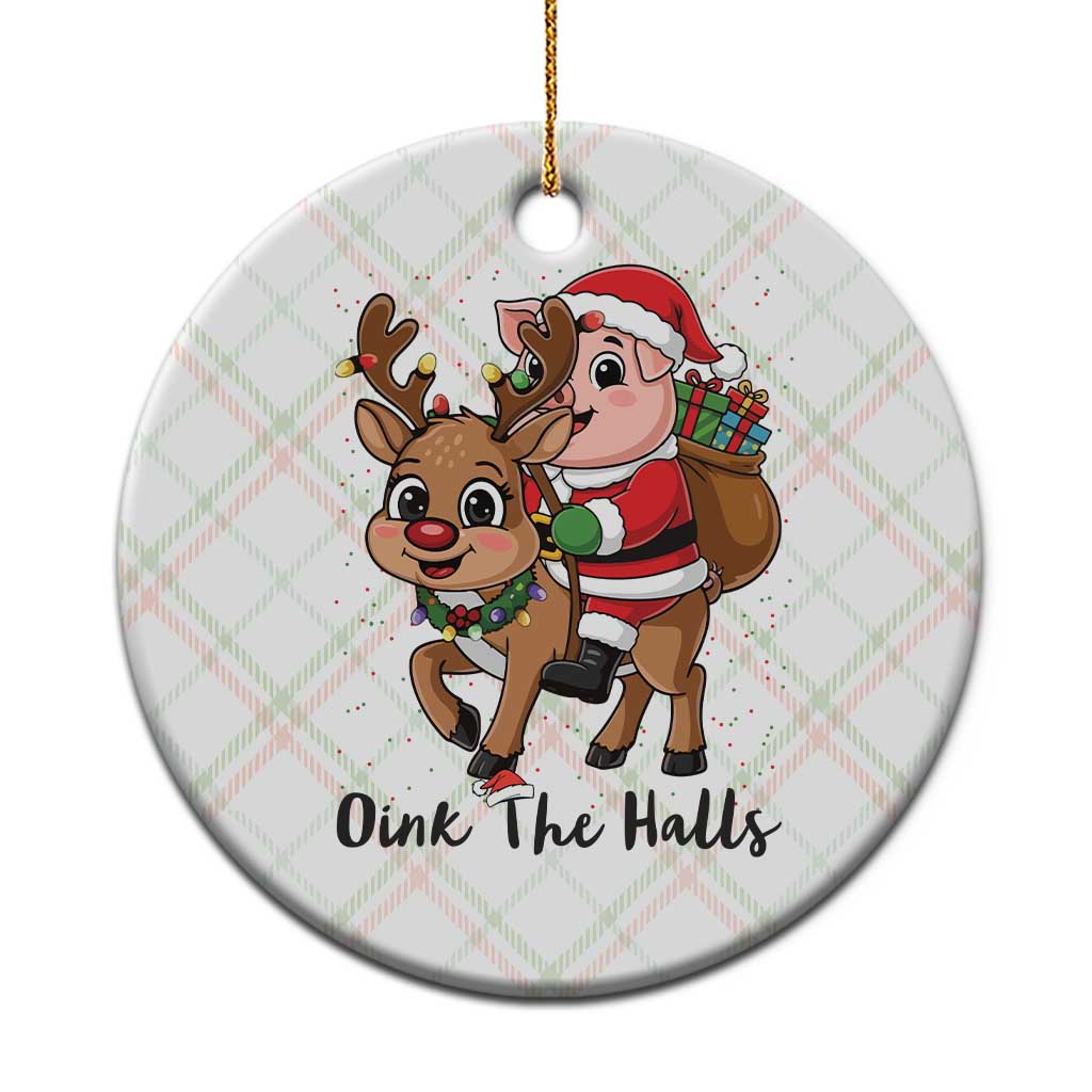 Oink The Halls Ceramic Ornament Pig Christmas Farm Life Gift TS12 1pc Christmas Plaid Print Your Wear
