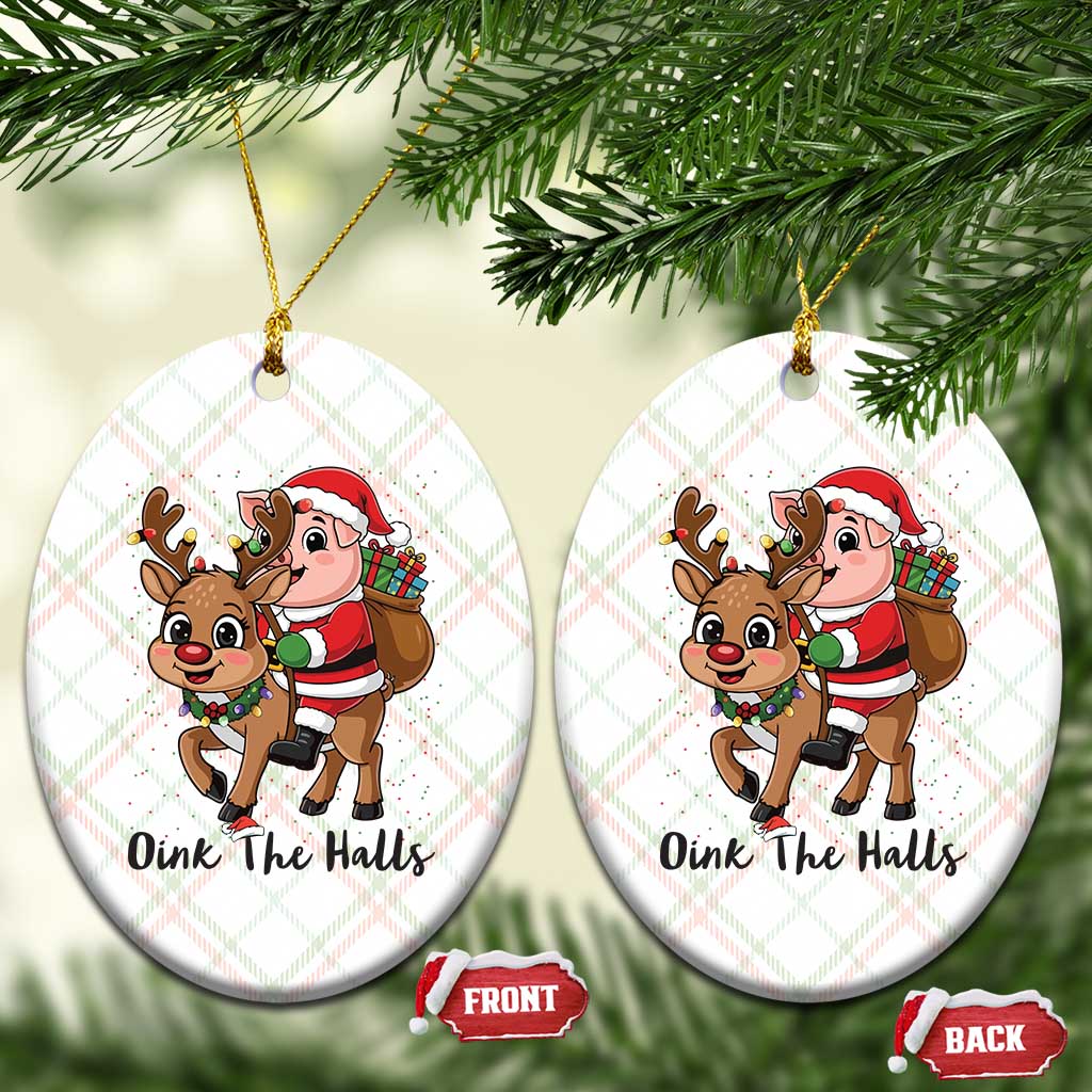 Oink The Halls Ceramic Ornament Pig Christmas Farm Life Gift TS12 Print Your Wear