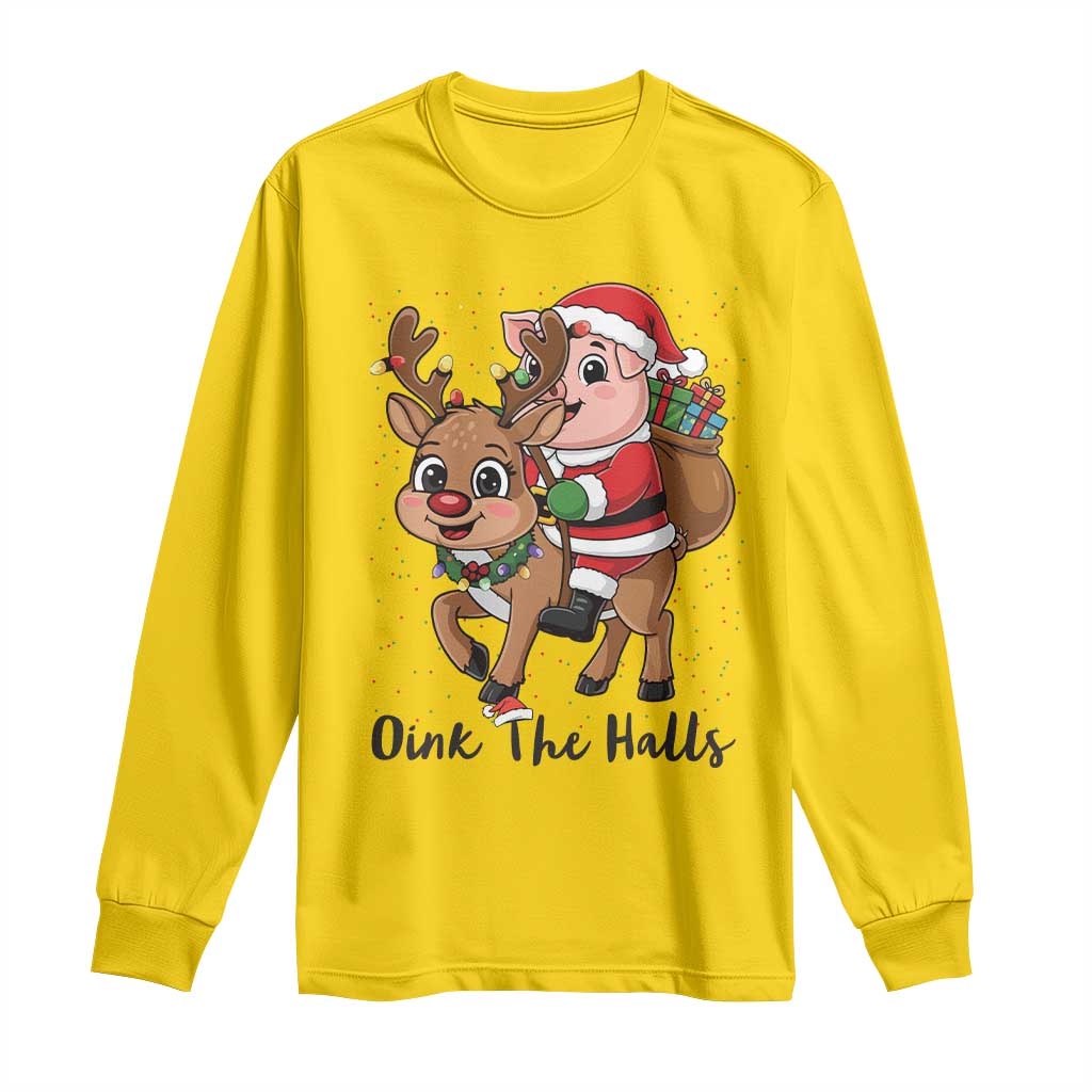 Oink The Halls Long Sleeve Shirt Pig Christmas Farm Life Gift TS12 Daisy Print Your Wear