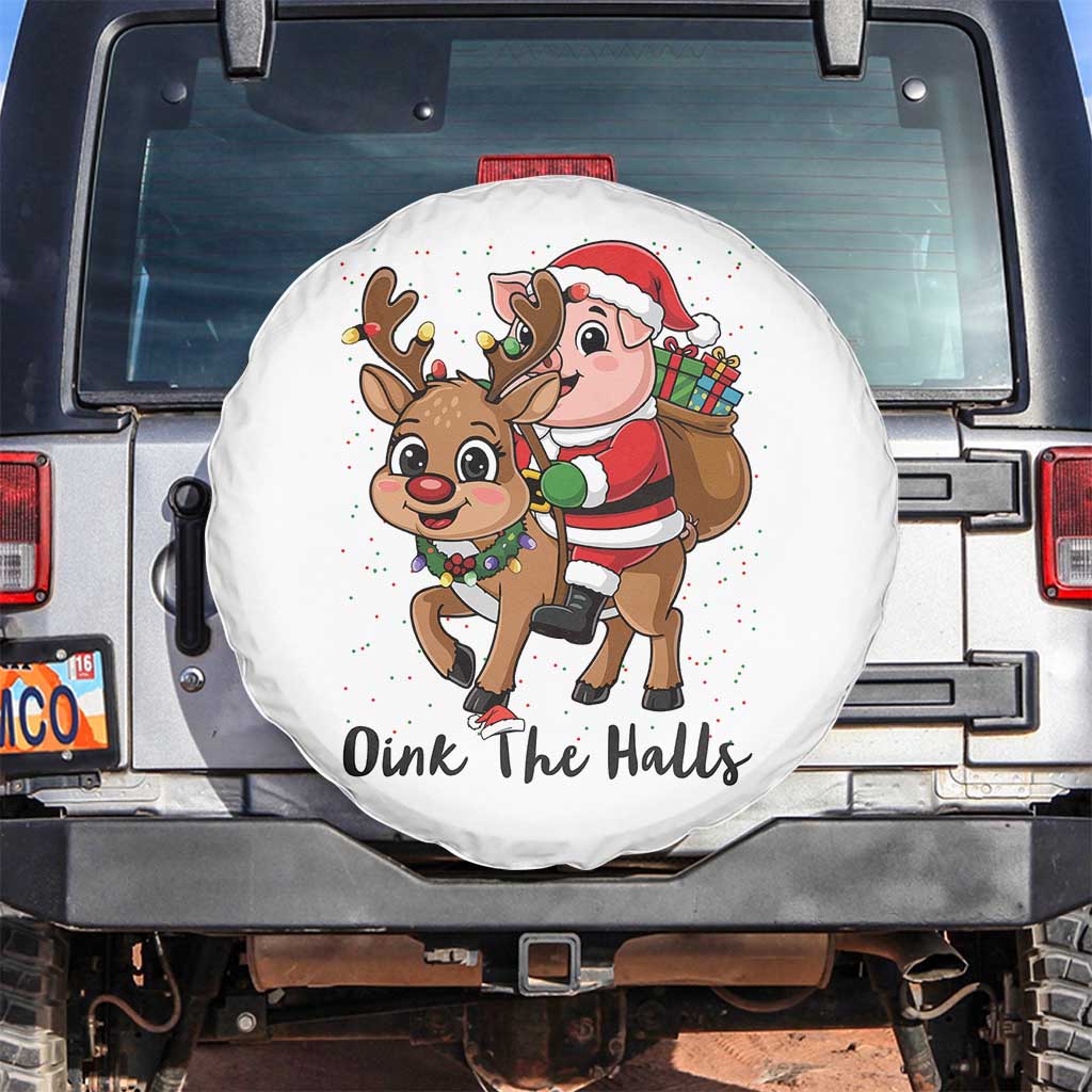 Oink The Halls Spare Tire Cover Pig Christmas Farm Life Gift TS12 No hole White Print Your Wear