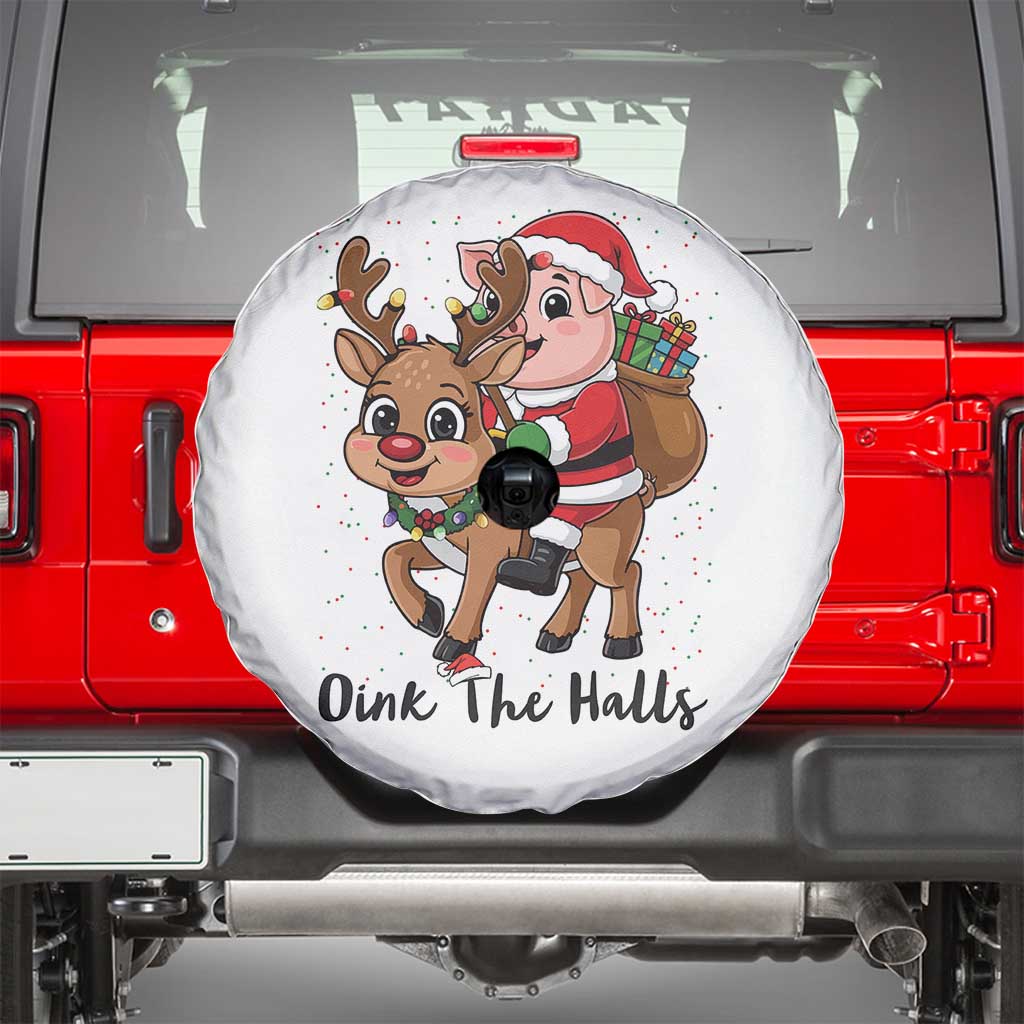 Oink The Halls Spare Tire Cover Pig Christmas Farm Life Gift TS12 White Print Your Wear
