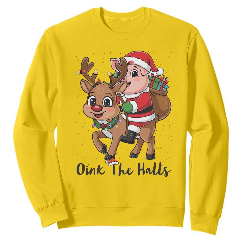 Oink The Halls Sweatshirt Pig Christmas Farm Life Gift TS12 Daisy Print Your Wear