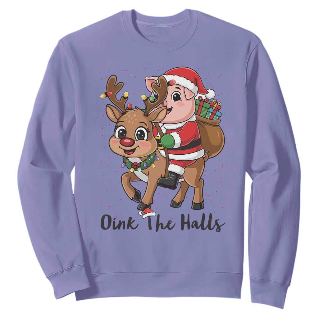 Oink The Halls Sweatshirt Pig Christmas Farm Life Gift TS12 Violet Print Your Wear