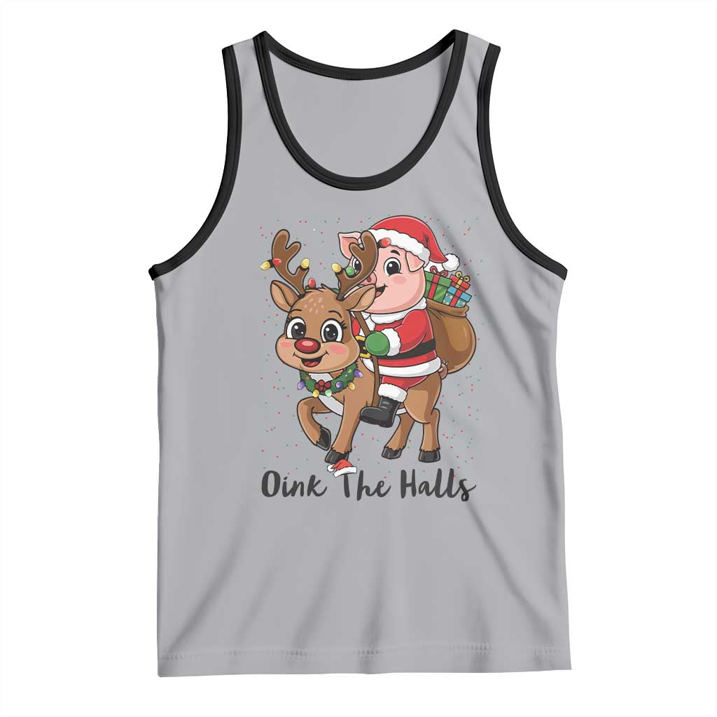 Oink The Halls Tank Top Pig Christmas Farm Life Gift TS12 Athletic Heather Black Print Your Wear