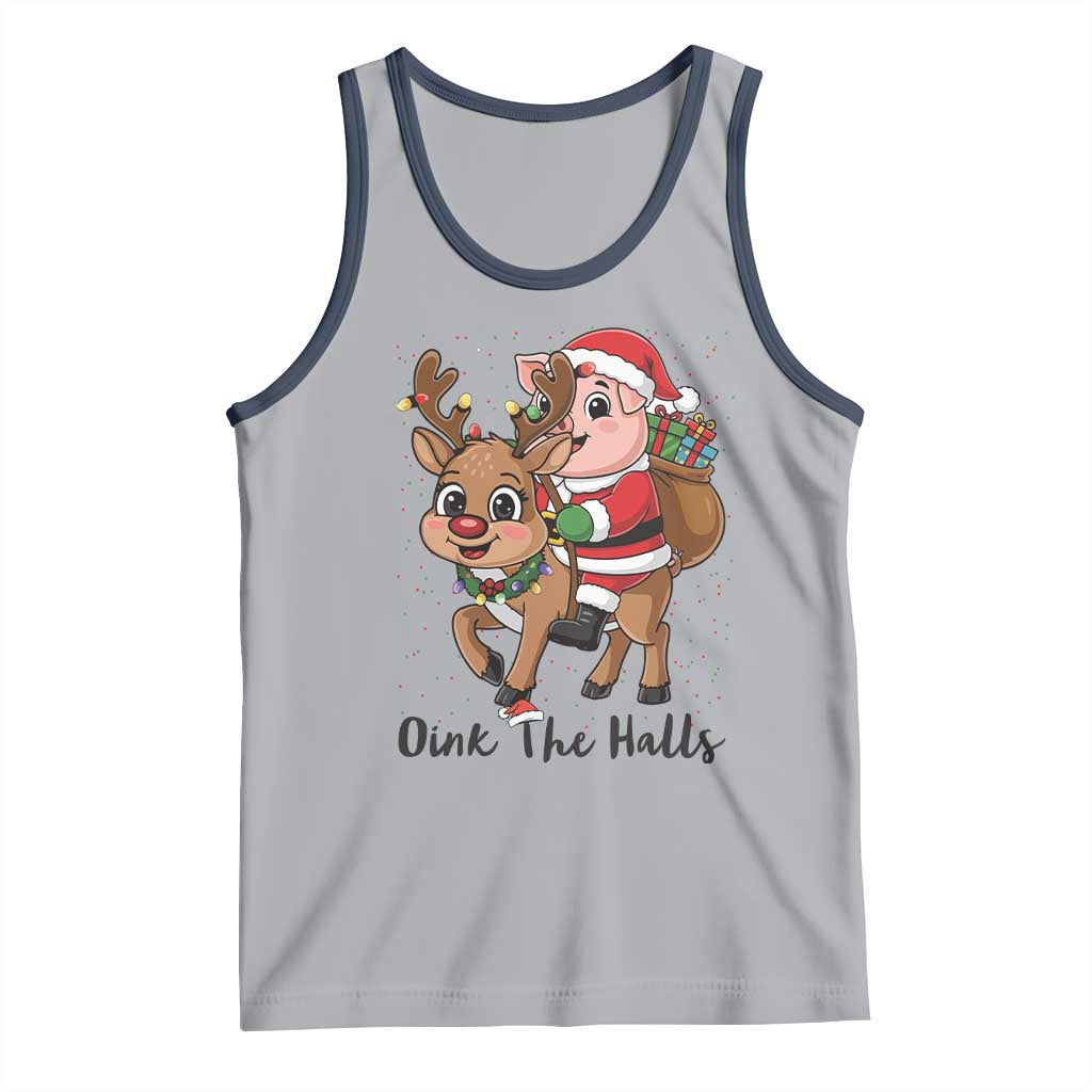 Oink The Halls Tank Top Pig Christmas Farm Life Gift TS12 Athletic Heather Navy Print Your Wear