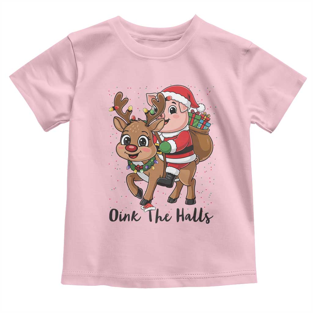 Oink The Halls Toddler T Shirt Pig Christmas Farm Life Gift TS12 Light Pink Print Your Wear