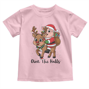 Oink The Halls Toddler T Shirt Pig Christmas Farm Life Gift TS12 Light Pink Print Your Wear