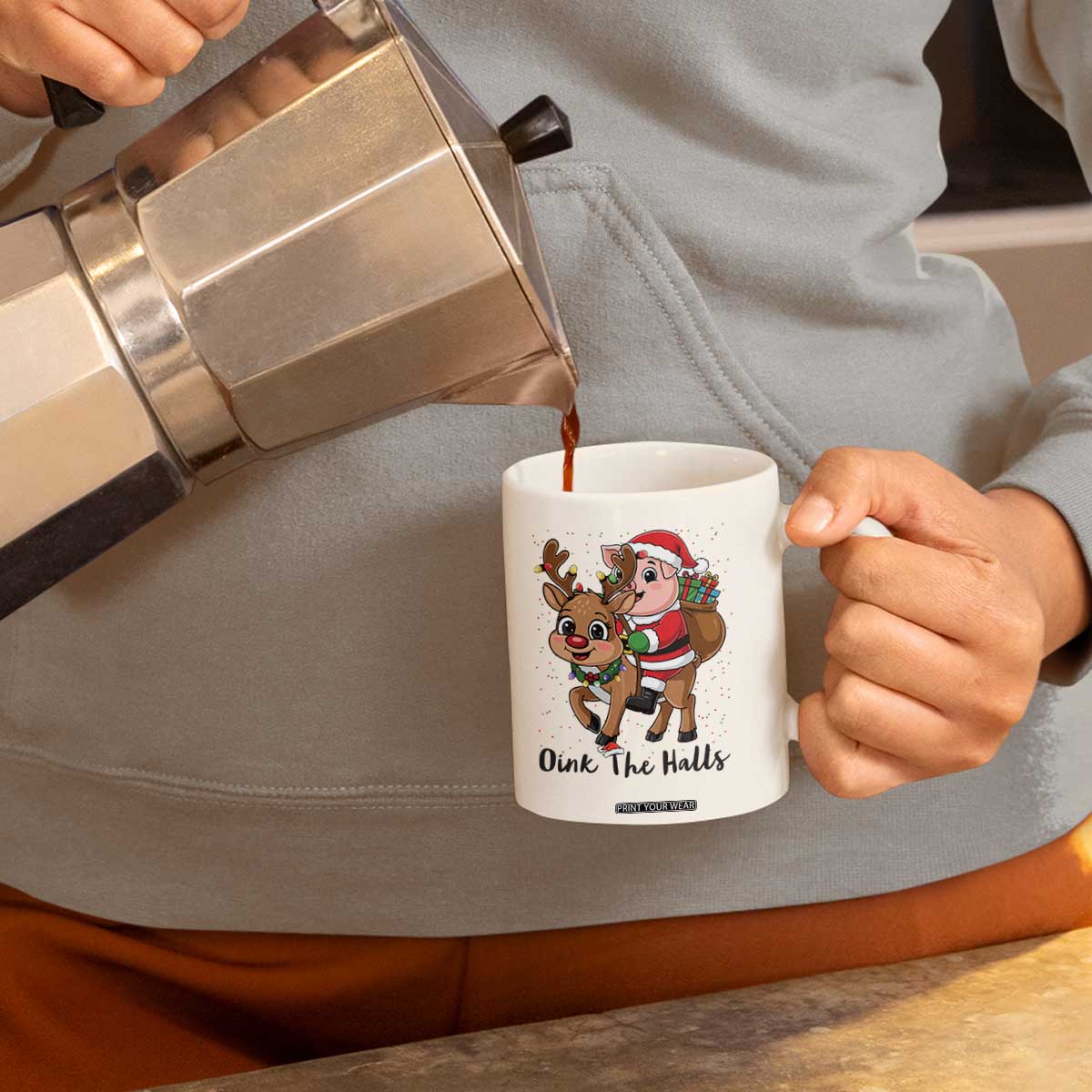 Oink The Halls Coffee Mug Pig Christmas Farm Life Gift TS12 Print Your Wear