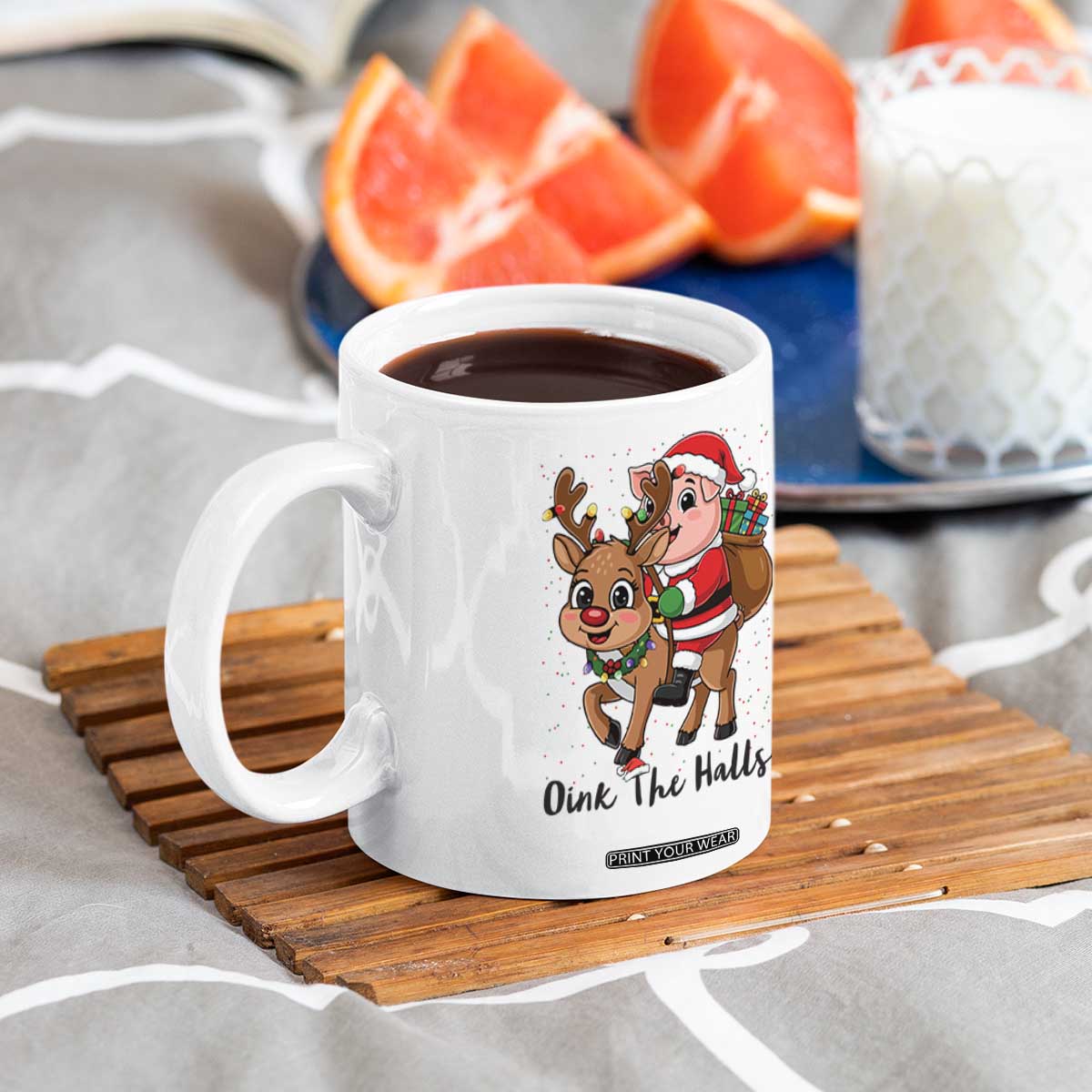 Oink The Halls Coffee Mug Pig Christmas Farm Life Gift TS12 Print Your Wear