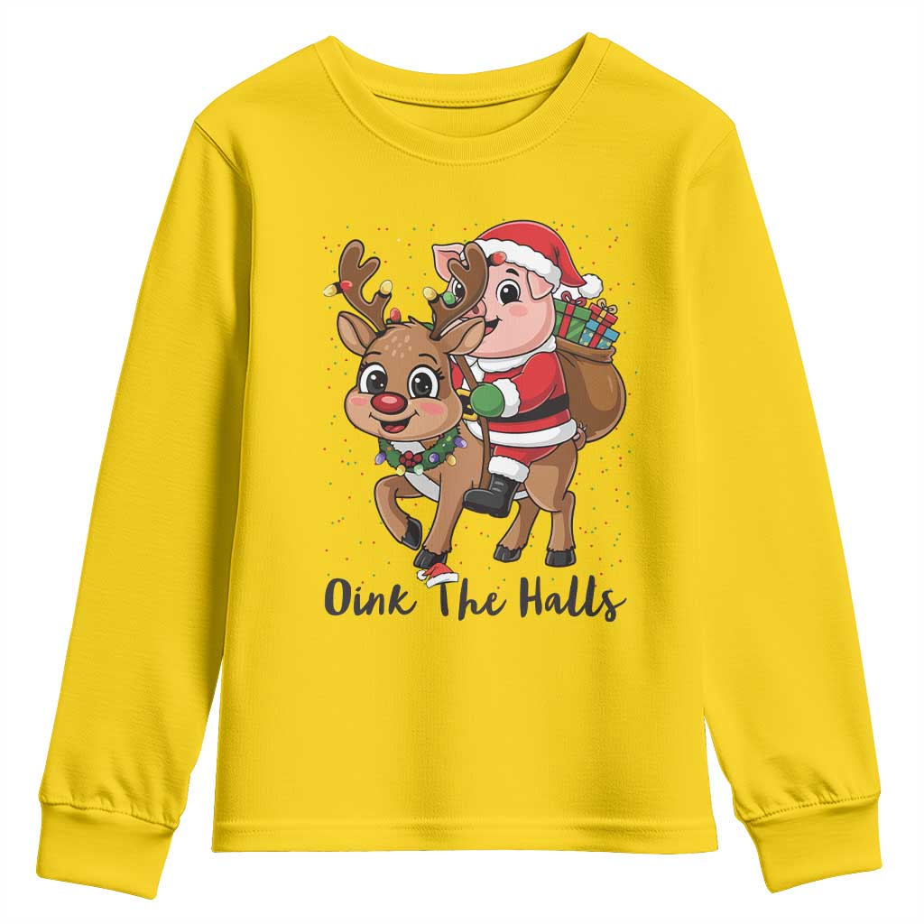 Oink The Halls Youth Sweatshirt Pig Christmas Farm Life Gift TS12 Daisy Print Your Wear