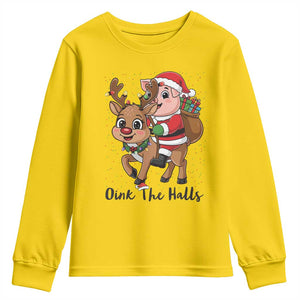 Oink The Halls Youth Sweatshirt Pig Christmas Farm Life Gift TS12 Daisy Print Your Wear