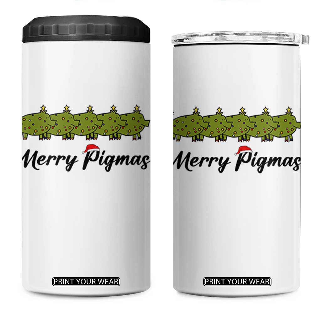 Merry Pigmas 4 in 1 Can Cooler Tumbler Holiday Gift For Pig Lovers TS12 One Size: 16 oz White Print Your Wear