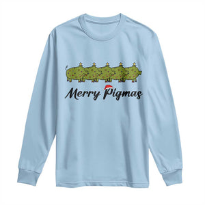 Merry Pigmas Long Sleeve Shirt Holiday Gift For Pig Lovers TS12 Light Blue Print Your Wear