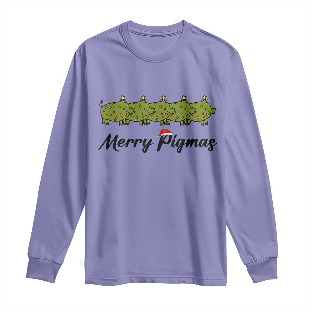 Merry Pigmas Long Sleeve Shirt Holiday Gift For Pig Lovers TS12 Violet Print Your Wear