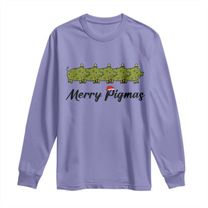 Merry Pigmas Long Sleeve Shirt Holiday Gift For Pig Lovers TS12 Violet Print Your Wear