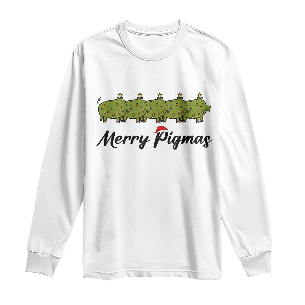 Merry Pigmas Long Sleeve Shirt Holiday Gift For Pig Lovers TS12 White Print Your Wear