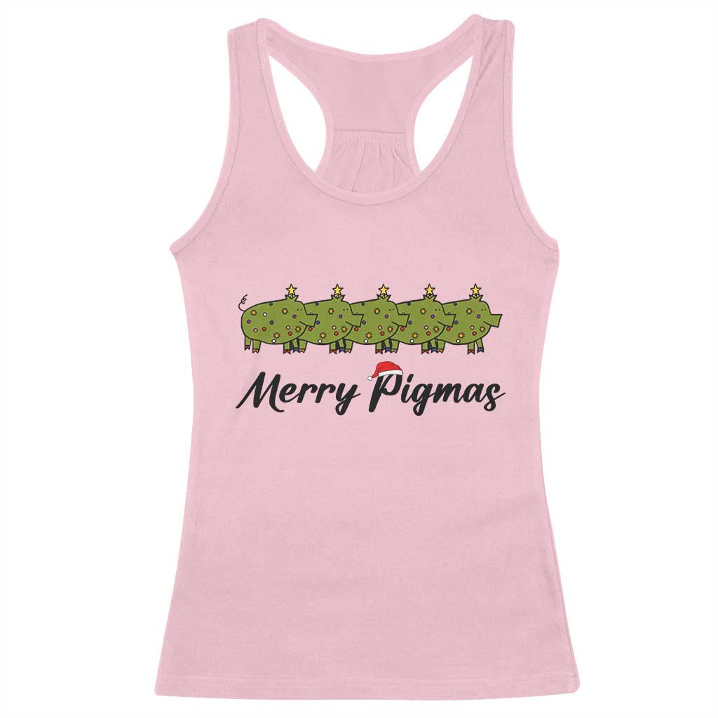 Merry Pigmas Racerback Tank Top Holiday Gift For Pig Lovers TS12 Light Pink Print Your Wear