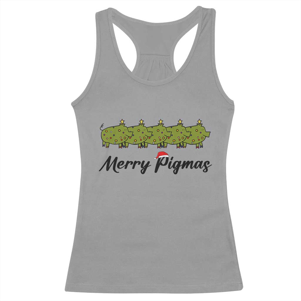Merry Pigmas Racerback Tank Top Holiday Gift For Pig Lovers TS12 Sport Gray Print Your Wear