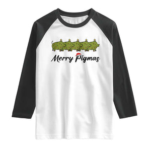Merry Pigmas Raglan Shirt Holiday Gift For Pig Lovers TS12 White Black Print Your Wear