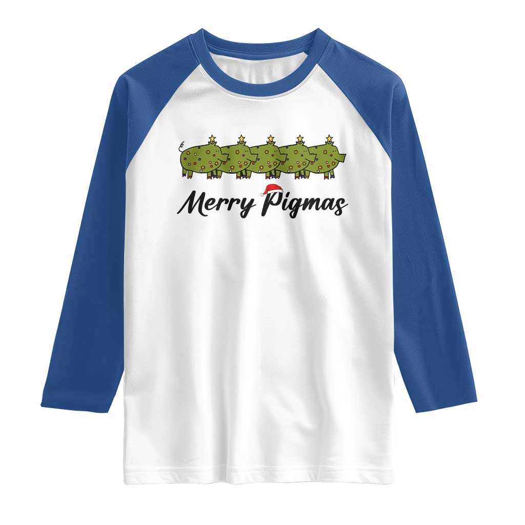 Merry Pigmas Raglan Shirt Holiday Gift For Pig Lovers TS12 White Royal Print Your Wear
