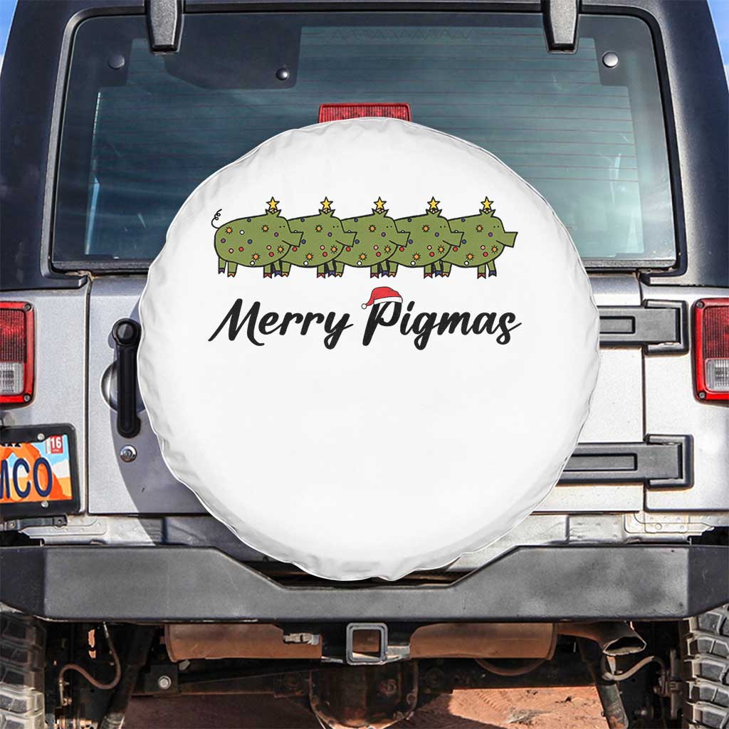 Merry Pigmas Spare Tire Cover Holiday Gift For Pig Lovers TS12 No hole White Print Your Wear