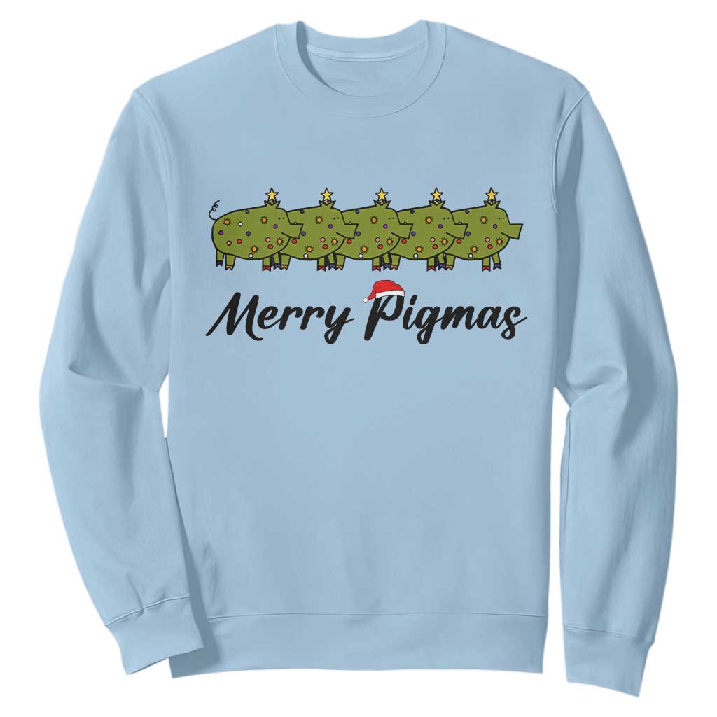 Merry Pigmas Sweatshirt Holiday Gift For Pig Lovers TS12 Light Blue Print Your Wear