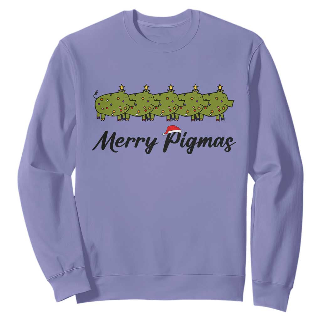 Merry Pigmas Sweatshirt Holiday Gift For Pig Lovers TS12 Violet Print Your Wear