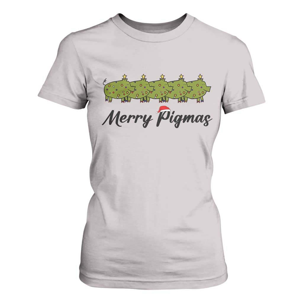 Merry Pigmas T Shirt For Women Holiday Gift For Pig Lovers TS12 Ice Gray Print Your Wear