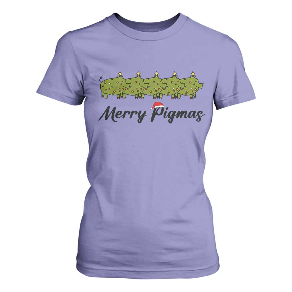 Merry Pigmas T Shirt For Women Holiday Gift For Pig Lovers TS12 Violet Print Your Wear