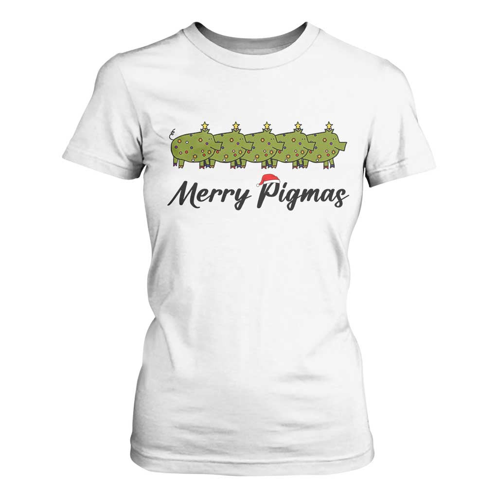Merry Pigmas T Shirt For Women Holiday Gift For Pig Lovers TS12 White Print Your Wear