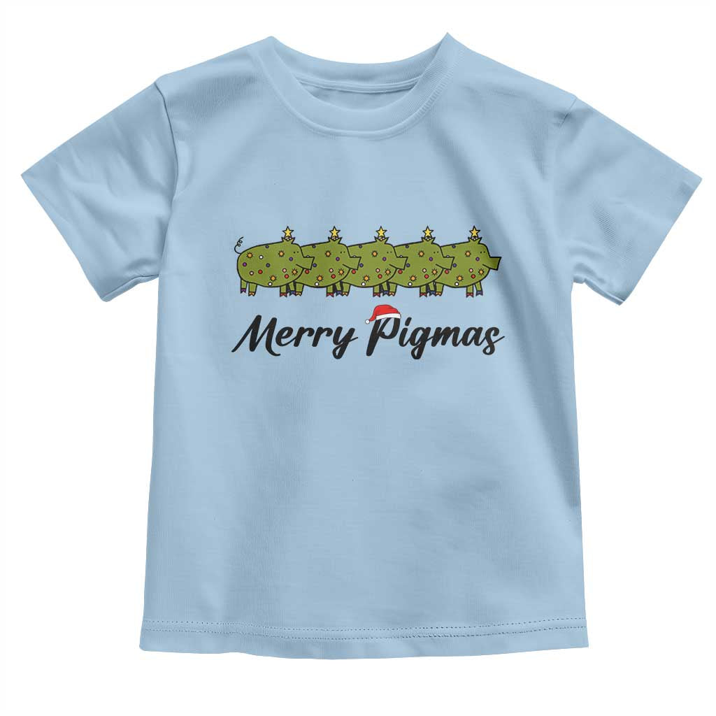 Merry Pigmas Toddler T Shirt Holiday Gift For Pig Lovers TS12 Light Blue Print Your Wear