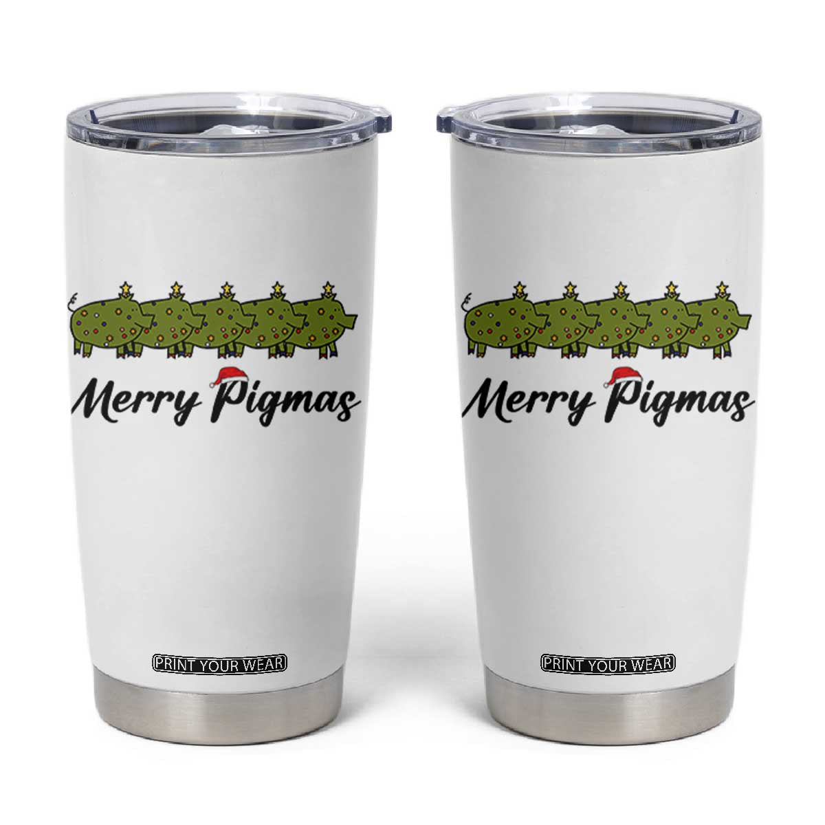 Merry Pigmas Tumbler Cup Holiday Gift For Pig Lovers TS12 White Print Your Wear