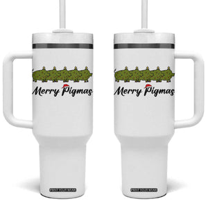 Merry Pigmas Tumbler With Handle Holiday Gift For Pig Lovers TS12 One Size: 40 oz White Print Your Wear